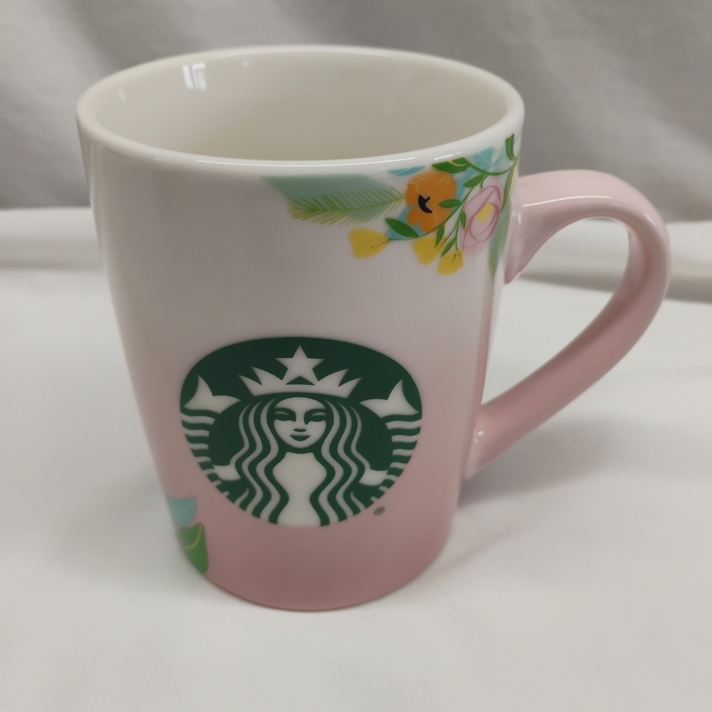 Starbucks 2020 ~ 10 oz "THANKFUL" Cup Mug Floral Pink & Green - Picture 4 of 7